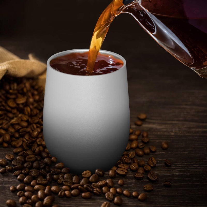 NATUMAX كؤوس ناتومكس للنبيذ مع غطاء، 12 أونصة، كؤوس نبيذ من الفولاذ المقاوم للصدأ بدون ساق، كوب معزول مزدوج الجدار للسفر للقهوة، المشروبات، الشمبانيا، المشروبات، مجموعة من 2 - Image 5